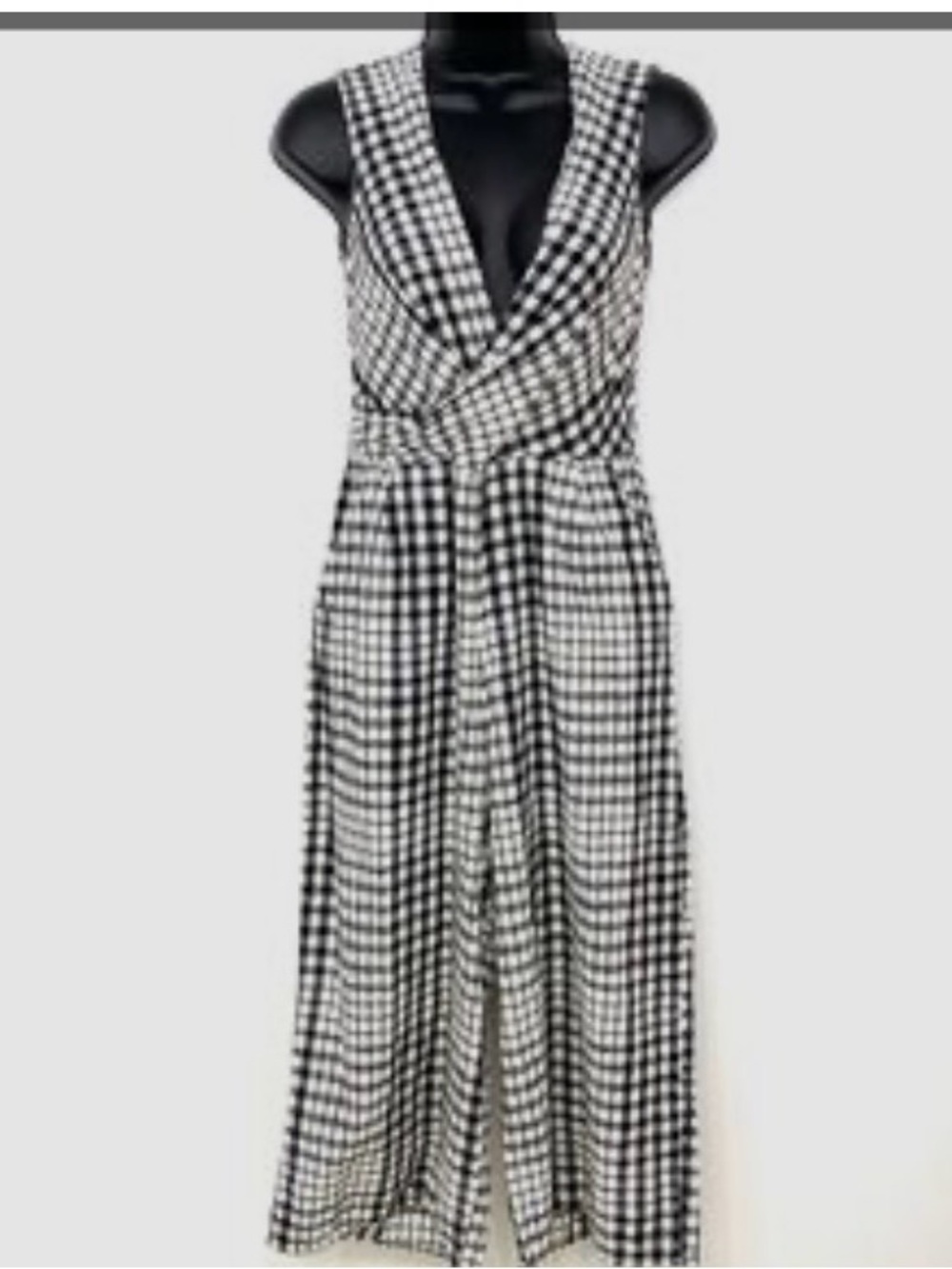 stradivarius Black and White Gingham Sleeveless‎ Jumpsuit